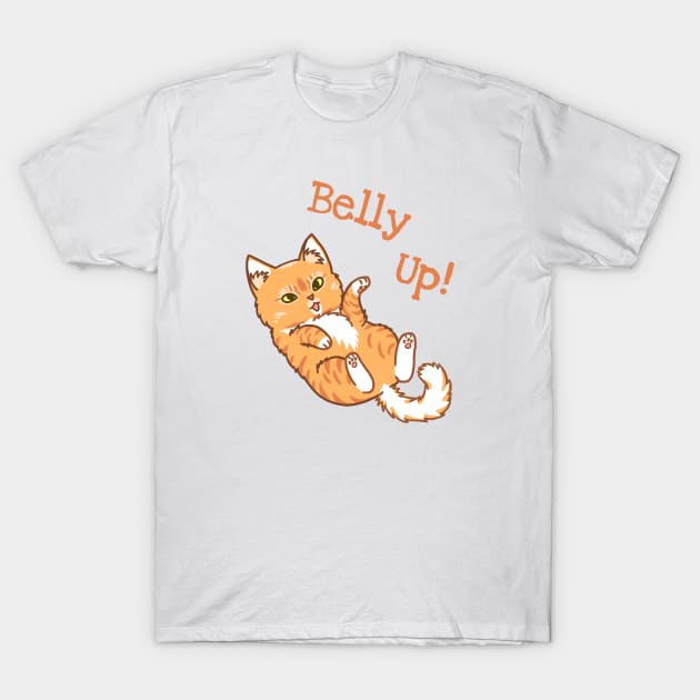 Belly Up Cat T-Shirt by MonoFishTank